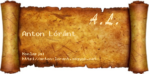 Anton Lóránt névjegykártya